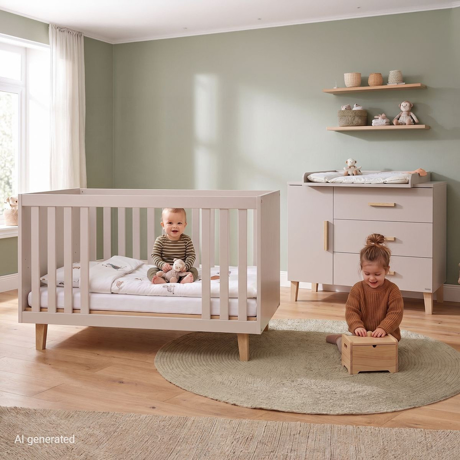 Pinolino Kinderzimmer Sparset Tami extrabreit in Beige mit Bett und Wickelkommode - Bild 2