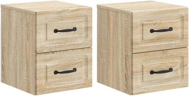 vidaXL Wandmontierter Nachttisch 2er-Set in Sonoma-Eiche, B/T/H: 34,5 x 33 x 40 cm - Bild 1