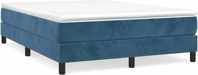 vidaXL Boxspringbett aus Samt in Dunkelblau, B/T/H: 140 x 190 cm - Bild 1