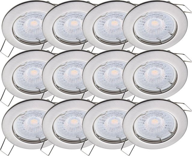 Oktaplex Lighting 12er Set Modern Sedan LED Deckenspots in Silber mit gebürsteter Edelstahloptik, Neutralweiß, 380lm - Bild 1