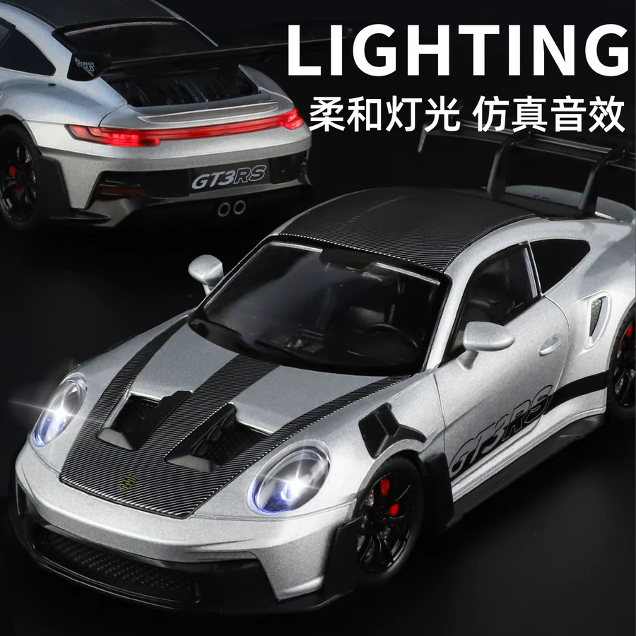 WELLY 911 GT3 RS Sportwagen, Modellauto, 1:24, Metall, Grau - Bild 4