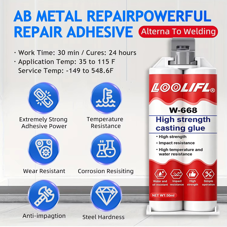 LOOLIFL AB Metallreparaturkleber wasserfester Epoxid-Gießkleber für Edelstahl und Metalle - Bild 2
