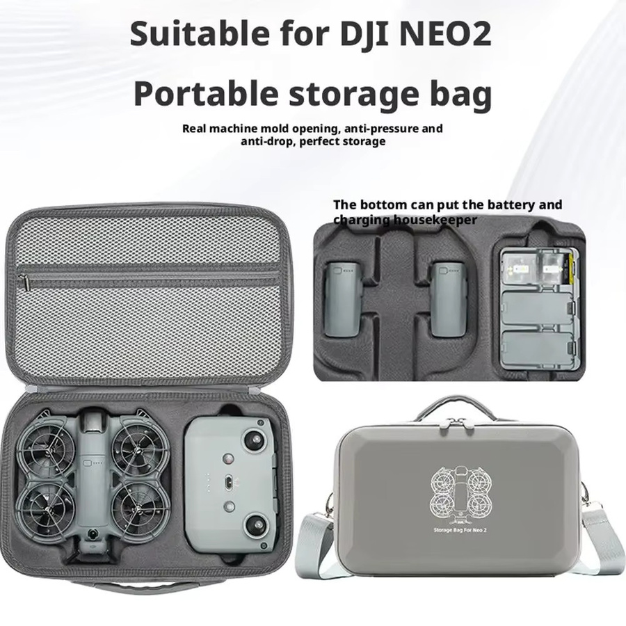 DJI NEO2 Tragbare Aufbewahrungstasche in Grau mit mehreren Fächern für Drohnen-Zubehör - Bild 2