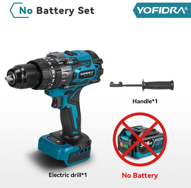 YOFIDRA Bürstenloser elektrischer Schlagschrauber in Blau, 900 Nm Drehmoment, 13 mm Aufnahme, kompatibel mit Makita 18V Akku - Bild 1
