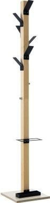 easyCloth® Garderobenständer aus Massivholz mit Schirmhalter, schwarz, H: 180 cm, B: 35 cm, T: 35 cm - Bild 2