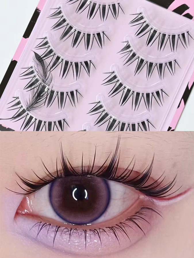 BLINKWAVE Manga Wimpern, 11-13mm, Spiky, transparentes Band, Unisex - Bild 4