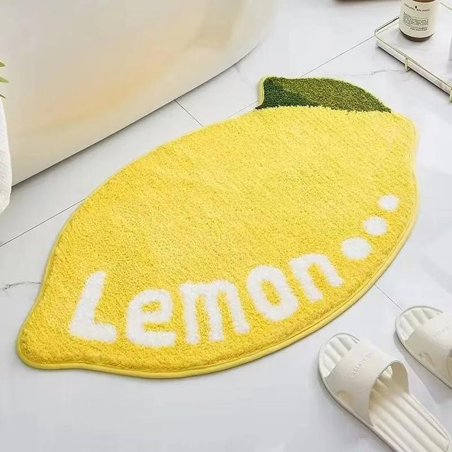Rutschfeste Saugmatte im Frucht-Design aus Kaschmir-Imitation für Badezimmer und Schlafzimmer, B/T: 80 x 50 cm - Bild 1