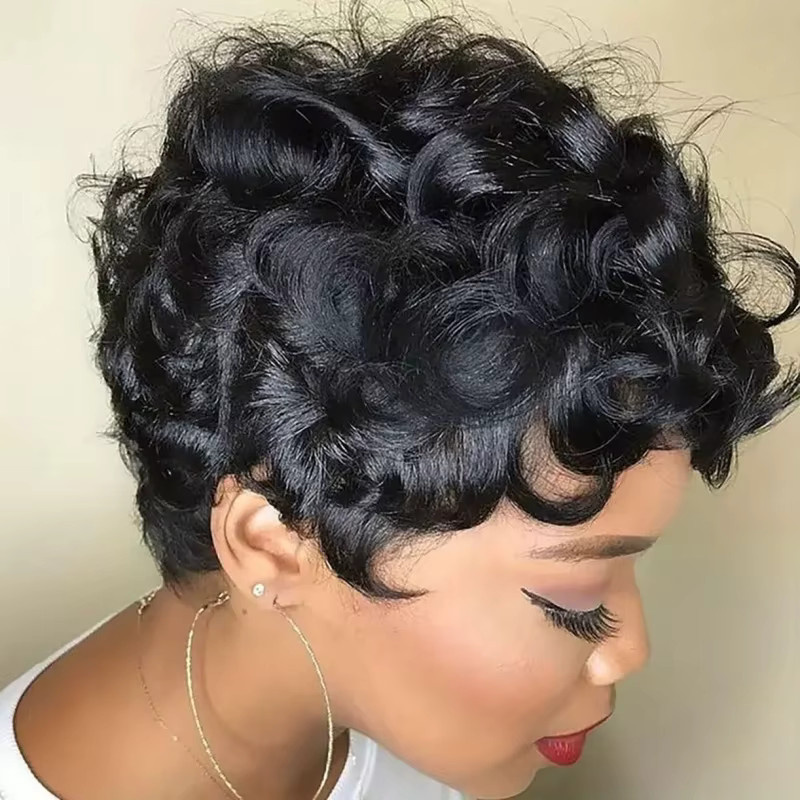 Suri Hair Pixie-Perücke, kurz lockig, schwarz, synthetisch, Damen - Bild 2