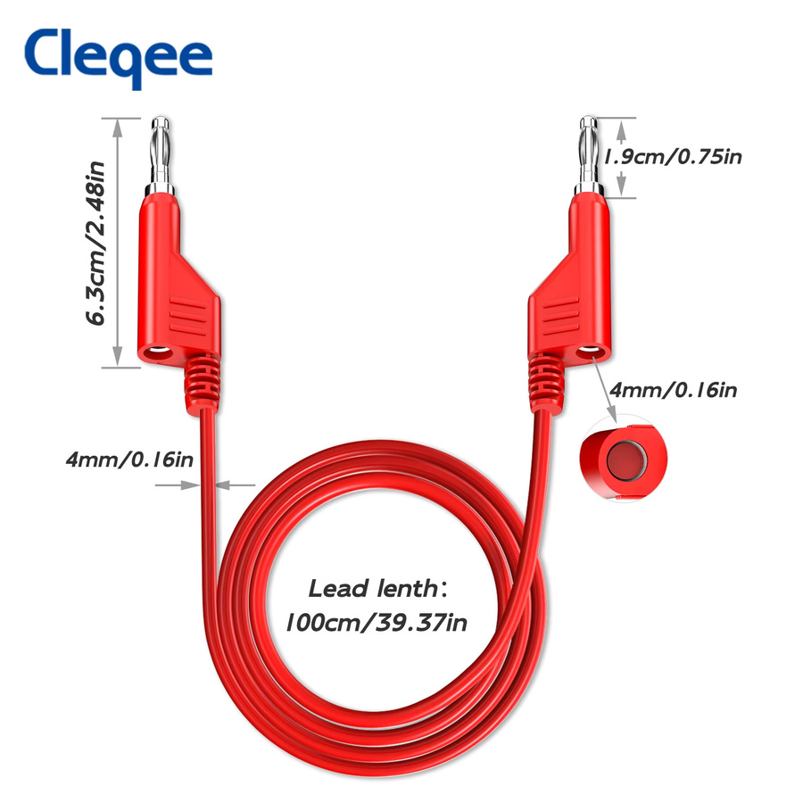 Cleqee P1036 Bananenstecker-Messleitung Set aus 10 Stück, weiche elektrische Testkabel für Multimeter, 1000 V, 15 A - Bild 2