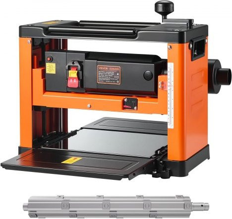 VEVOR Dickenhobel mit 2000W Motor, 330 mm Arbeitsbreite, Spiralmesserkopf mit 24 Einsätzen, 23500 U/min, Farbe Orange - Bild 1