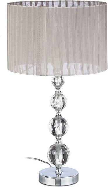 Relaxdays Nachttischlampe aus Kristallglas und Eisen in Transparent, H x B x T: 53 x 29,5 x 29,5 cm - Bild 1