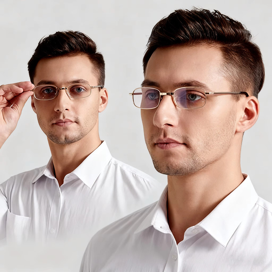 ZOZO TOMI Lesebrille, Metall, rechteckig, transparent, gold, Unisex - Bild 2