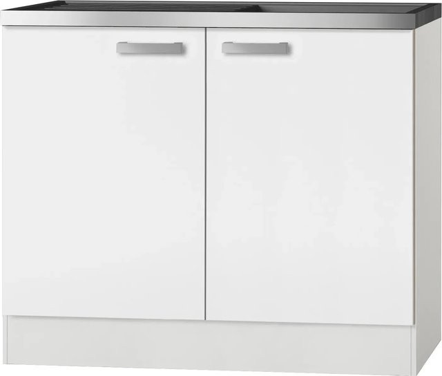 Optifit Küchen-Spülenunterschrank Salo214 in Weiß mit Spülenauflage, B/T/H: 100 x 50 x 85 cm - Bild 1