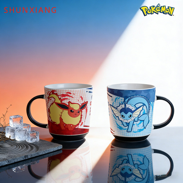 SHUNXIANG Pokémon Keramikbecher mit Farbwechsel Design Vaporeon & Flareon, Mehrfarbig, Trinkgeschirr für Heiß- und Kaltgetränke - Bild 1