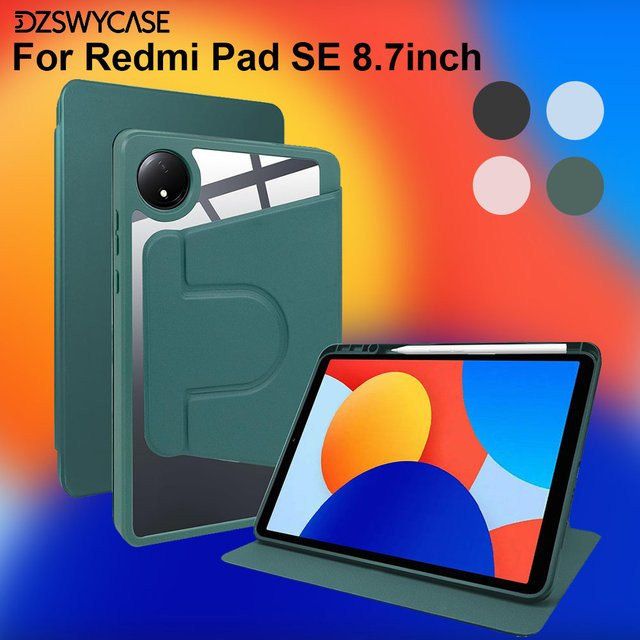 DZSWYCASE Schutzhülle für Xiaomi Redmi Pad SE 8,7 Zoll in Transparent Grün mit Stifthalter, 360 Grad drehbarem Ständer und automatischer Aufwach- und Schlaffunktion - Bild 1