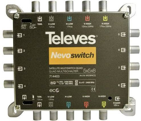 Televes Multischalter MS58NCQ NEVO 5 in 8 mit NT Quad Kaskade in Schwarz - Bild 1