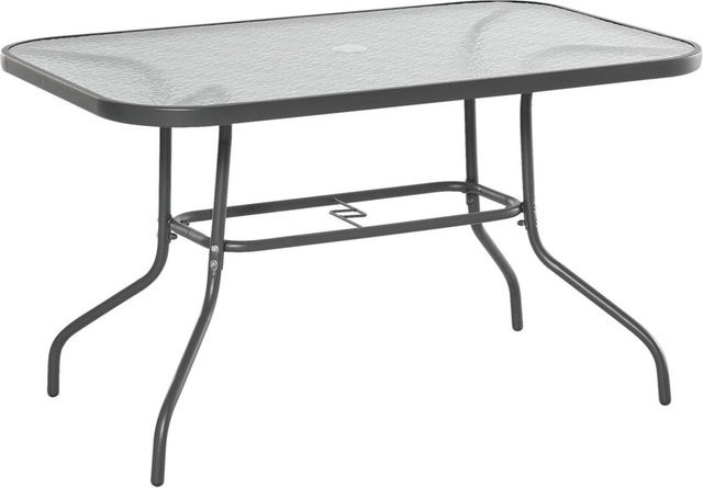 Outsunny Gartentisch aus Glas und pulverbeschichtetem Stahl in Grau, rechteckig, B: 120 cm, T: 80 cm, H: 70 cm - Bild 1