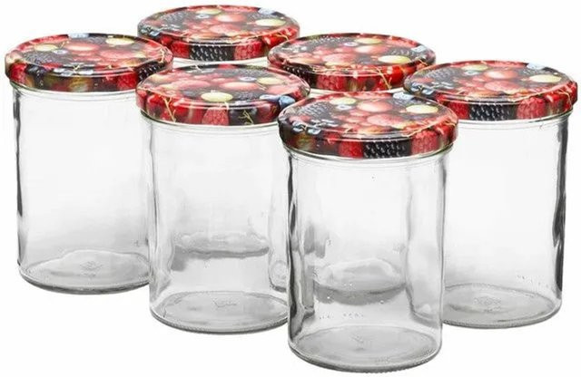 Van Well Wildberries Einmachgläser und Sturzgläser mit Schraubverschluss, transparent, 6er Set, 435 ml - Bild 1