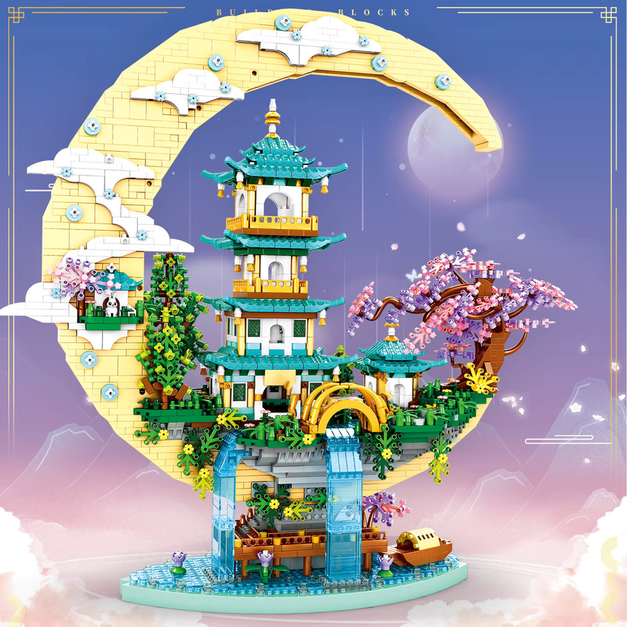 CONUSEA Micro Bausteine Set Mond Legende Guanghan Fee Palace mit LED-Beleuchtung, 4288 Teile, Mehrfarbig - Bild 2