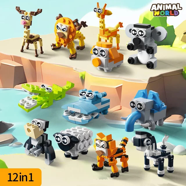 KAVOWORLD Tier-Bausteine, 12-in-1 Lernspielzeug, 12-teiliges Set - Bild 1