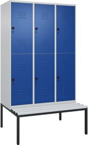 C+P Doppelstock-Spind Classic PLUS Sitzbank mit 3 Abteilen und Sicherheits-Drehriegel, B/T/H: 212,0 x 120,0 x 81,5 cm - Bild 1