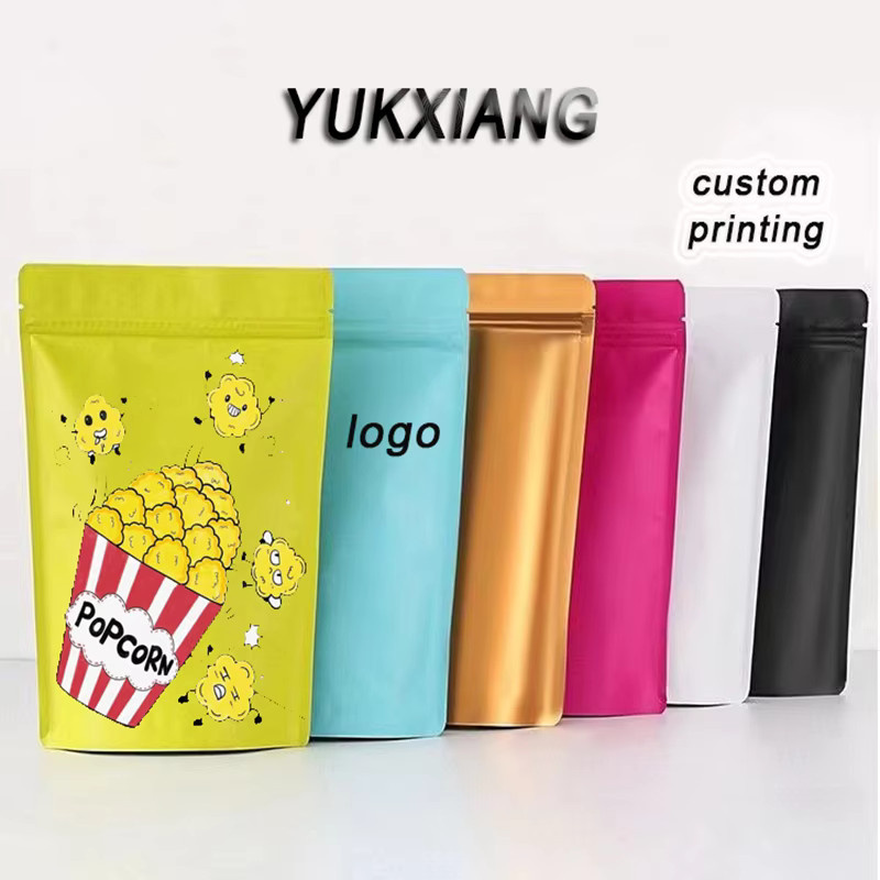 50 Stück YUKXIANG Mylar Beutel mit Ziplock zum Wiederverschließen, individuell bedruckbar, weiß/mehrfarbig, wiederverschließbare Snack-Verpackung für Lebensmittel, Nüsse und Cookies - Bild 1