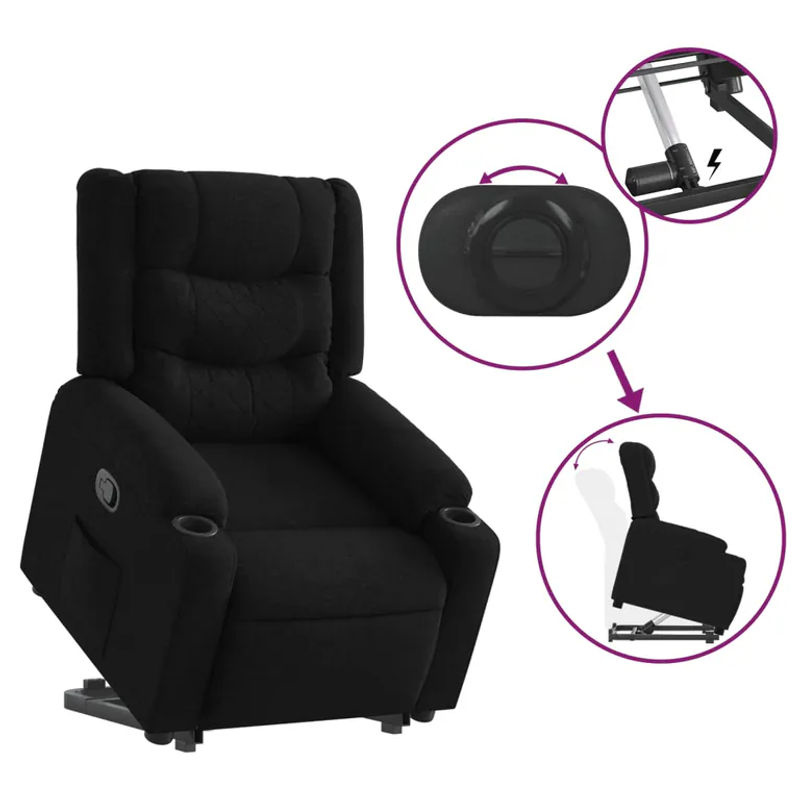 Vidaxl Aufstehhilfe für Sessel für Senioren, Schwarz, Stoffbezogen - Bild 3