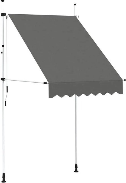 vidaXL Einziehbare Markise Handbetrieben in Anthrazit mit Polyestergewebe und Stahlrahmen, Breite: 150 cm, Ausladung: 135 cm, Tiefe: 120 cm - Bild 1