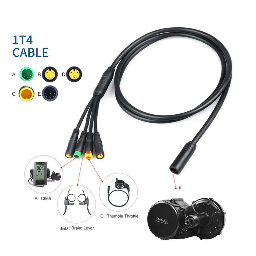 Bafang E-Bike Motorkabel T4 in Schwarz für Mittelmotoren BBS01, BBS02, BBSHD sowie 8Fun Motoren inklusive Display, Bremshebel und Drosselklappe - Bild 3