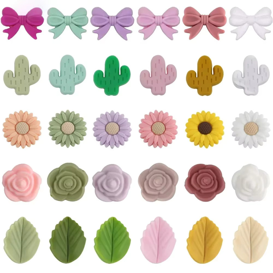 kovict Silikon Perlen, Blatt Kaktus Blume Bogen Fokal Perle, DIY Halskette - Bild 2