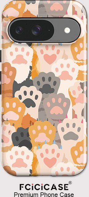 Fcicicase Handyhülle mit niedlichem Hunde- und Katzenpfoten-Design für Google Pixel 8 9 10 Pro 7A 8A 10A 10 9 Pro XL, stoßfeste matte Acryl-Abdeckung, Multicolor - Bild 1