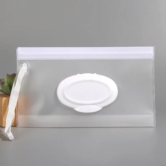 Tragbarer und wiederverwendbarer Beutel für Baby-Feuchttücher aus transparentem Kunststoff mit Flip-Cover - Bild 1