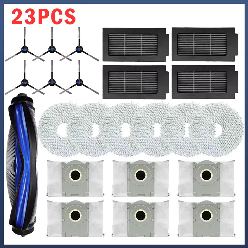 LIXIU Zubehör-Set für Ecovacs T50 Pro Omni, T50 Pro und T50 Omni in Weiß mit HEPA-Filter, Mopp-Tuch und Seitenbürsten - Bild 2