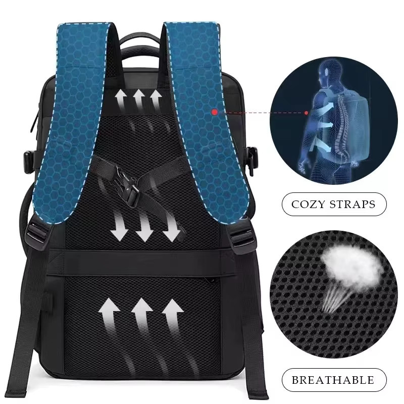 BANGE Ästhetischer Business-Rucksack für Herren in Grau mit USB-C Anschluss, wasserdicht und erweiterbar, passend für Laptops bis 17,3 Zoll - Bild 3