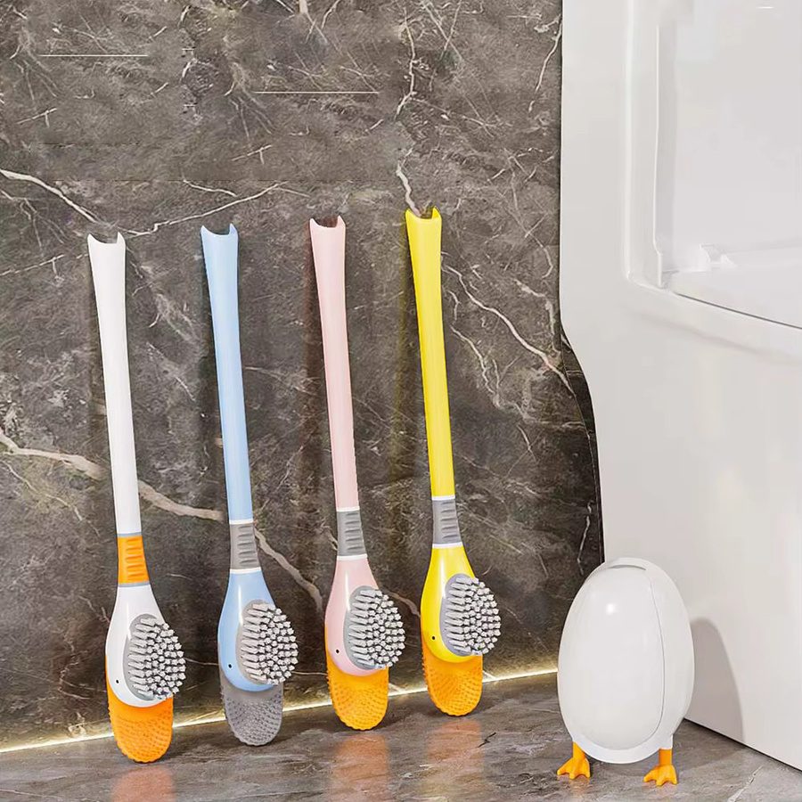 VIBRATITE Toilettenbürsten-Set Cute Duck aus Silikon in Weiß, 360° Tiefenreiniger für Bad und Wanne - Bild 2