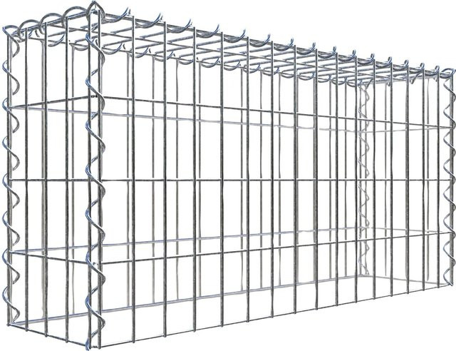 Gabiona Anbaukorb Typ 3 aus Stahl in Silbergrau, B/T/H: 80 x 40 x 20 cm, Maschenweite: 5 x 10 cm - Bild 1
