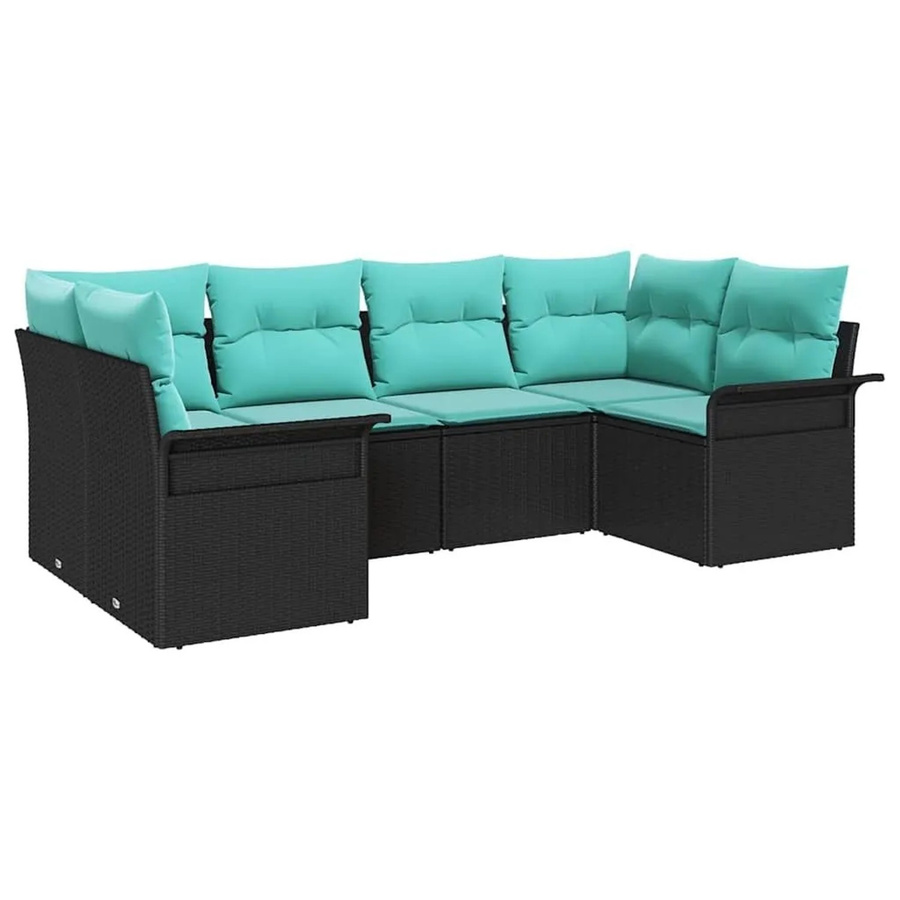 vidaXL Garten-Sofa-Set aus Polyrattan in Schwarz mit U-Form, 6-teiliges Outdoor-Sitzgruppe inklusive wetterfesten Kissen und integriertem Stauraum für Terrasse und Garten - Bild 2