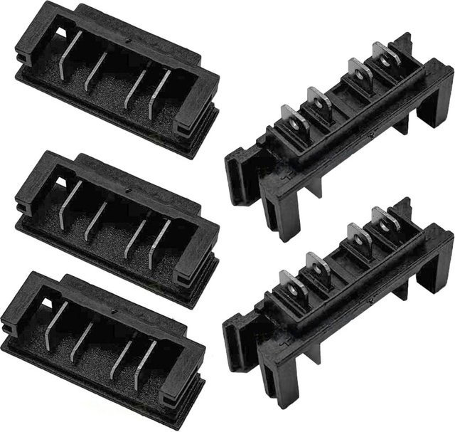 5er Set Batterie Anschluss Terminal Block Adapter für DeWalt DCB200 Lithium-Akku Werkzeugzubehör in Schwarz - Bild 1