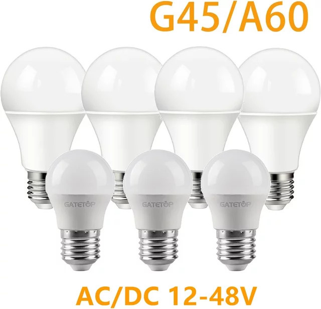 5er Set Gatetop LED Niederspannungslampen für Solarlampen, AC/DC 12V 24V 36V 48V, E27 oder B22 Sockel, Warmweißes Licht - Bild 1