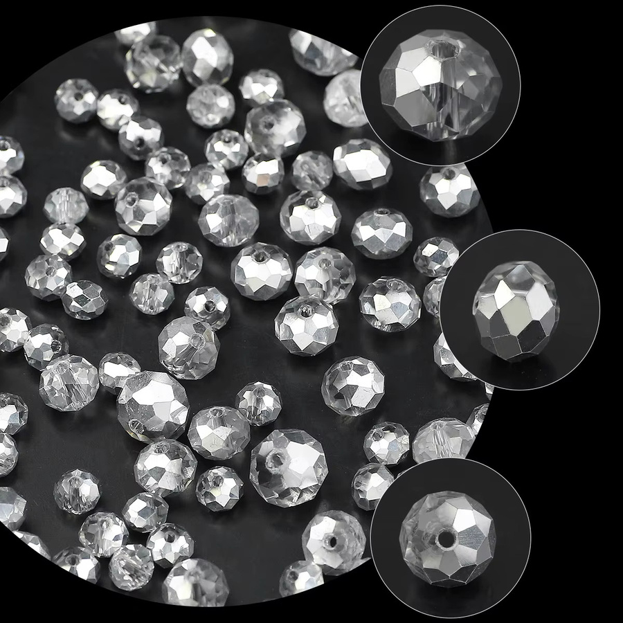 JHNBY Abstandsperlen, Silber, österreichische Kristall, 2–10 mm - Bild 2