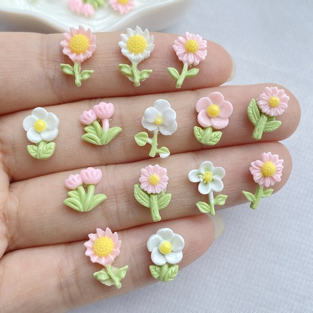 50 Stücke Harz Mini Blume Verzierungen für Haarbögen - Bild 1