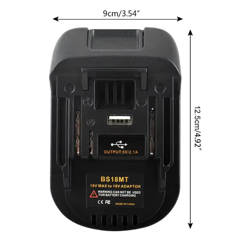 Dawupine Li-Ion Batterie Adapter Konverter BS18MT mit USB-C für Bosch BAT618 BAT619G BAT620 und Makita 18V Lithium-Tool, Schwarz - Bild 4