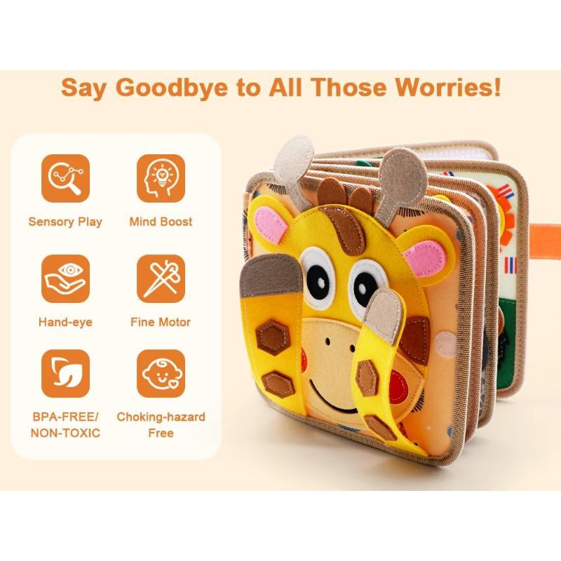 Bai Fen Bai Toys Montessori Giraffe Activity Board, Activity Buch, ab 3 Jahre - Bild 1