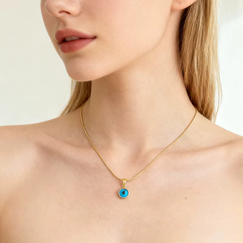 rinhoo Halskette, Edelstahl, Gold, Unisex, Evil Eye Anhänger - Bild 2