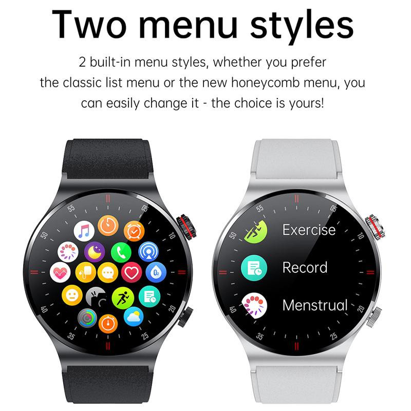 LIGE Smartwatch, Bluetooth, Lederarmband, Schwarz, Herren - Bild 3