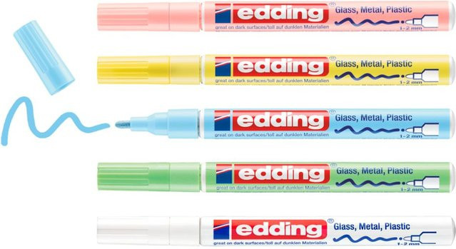edding 751 Glanzlack-Marker Pastell 5er-Set Multicolor Permanent mit Bullet-Spitze - Bild 1