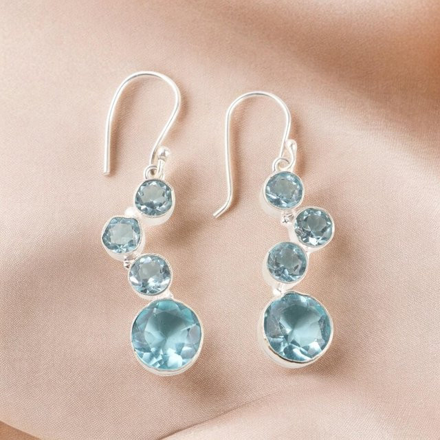 Vaibhav Gems & Jewels Ohrring, 925 Silber, Topas, Damen - Bild 1