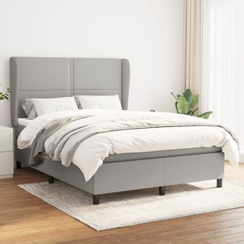 Vidaxl Boxspringbett mit Matratze in Grau aus Stoff B/T/H: 140 x 200 x 118 cm - Bild 1