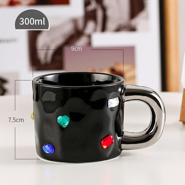 Kreative Edelstein Keramiktasse von Yiran Furniture in Schwarz, 300 ml - Bild 1