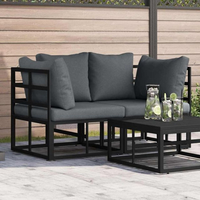 Vidaxl Outdoor Möbel Set aus Metall in Schwarz und Anthrazit, 2-teilig - Bild 1